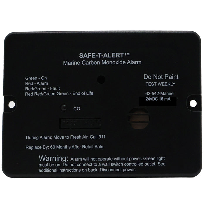 Safe-T-Alert 62 Series Marine Carbon Monoxide Alarm - 24V Flush Mount - Black