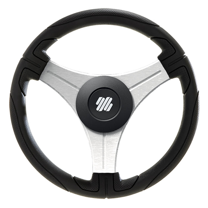Uflex Ustica 13" Steering Wheel - Black - Polyurethane w/Silver Spokes & X62 Hub
