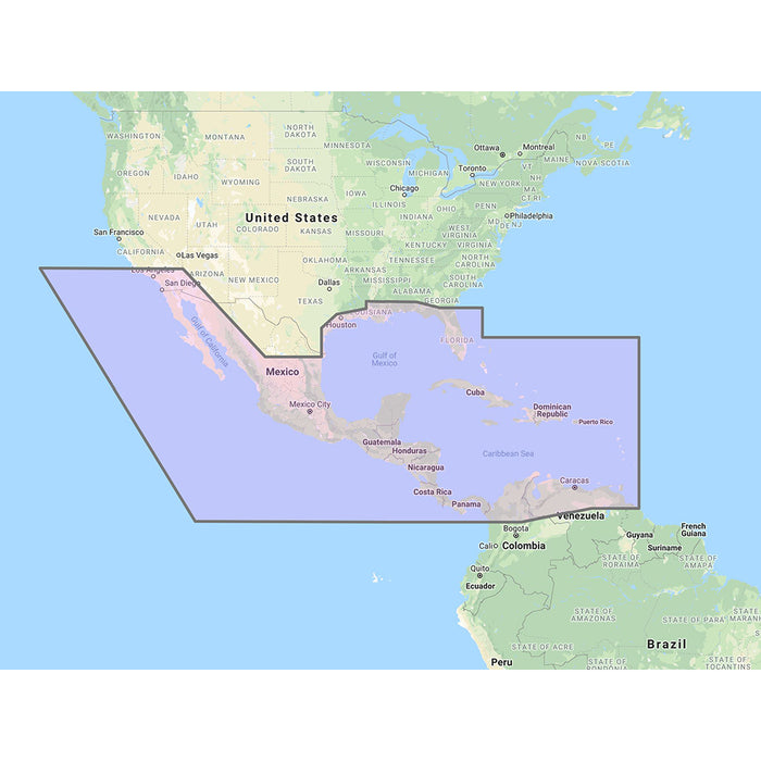 Furuno Central America, Caribbean & Part of Mexico Vector Chart - 3D Data & Standard Resolution Satellite Photos - Unlock Code