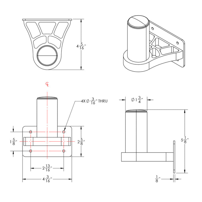 TACO ShadeFin Mini Side Wall Mount w/Backing Plate