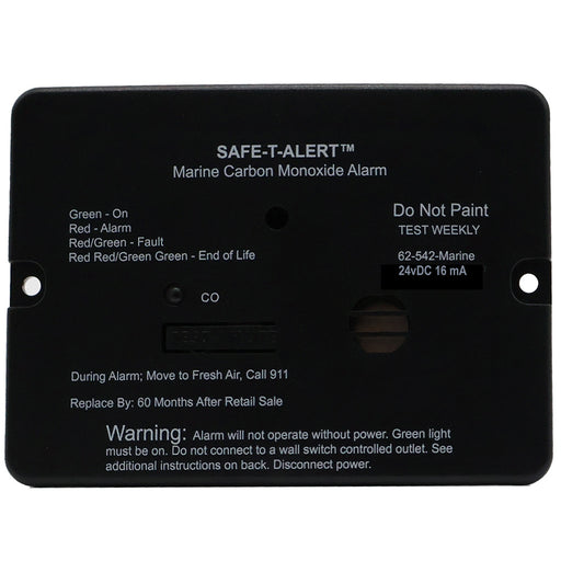 Safe-T-Alert 62 Series Marine Carbon Monoxide Alarm - 24V Flush Mount - Black