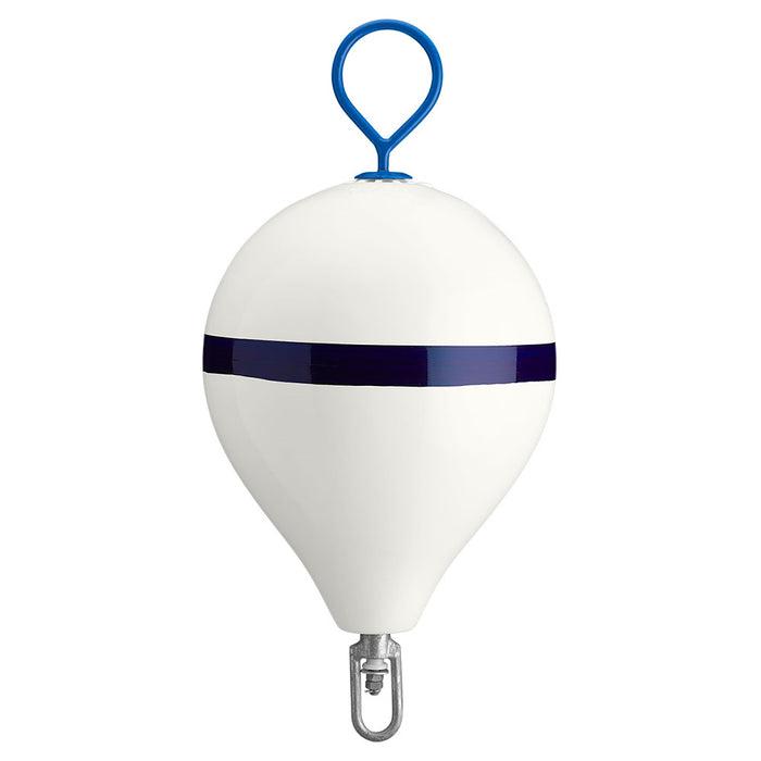Polyform 17" CM Mooring Buoy w/Galvanized Iron - White Blue Stripe