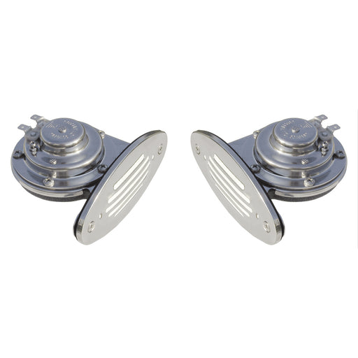 Schmitt Marine Mini Stainless Steel Dual Drop-In Horn w/Stainless Steel Grills High & Low Pitch