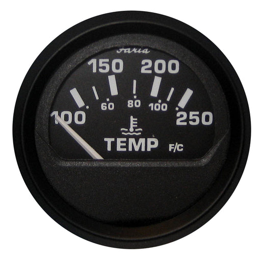 Faria Euro Black 2" Water Temperature Gauge (100-250F)
