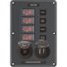 Blue Sea 4321 Circuit Breaker Switch Panel 4 Position - Gray w/12V Socket & Dual USB